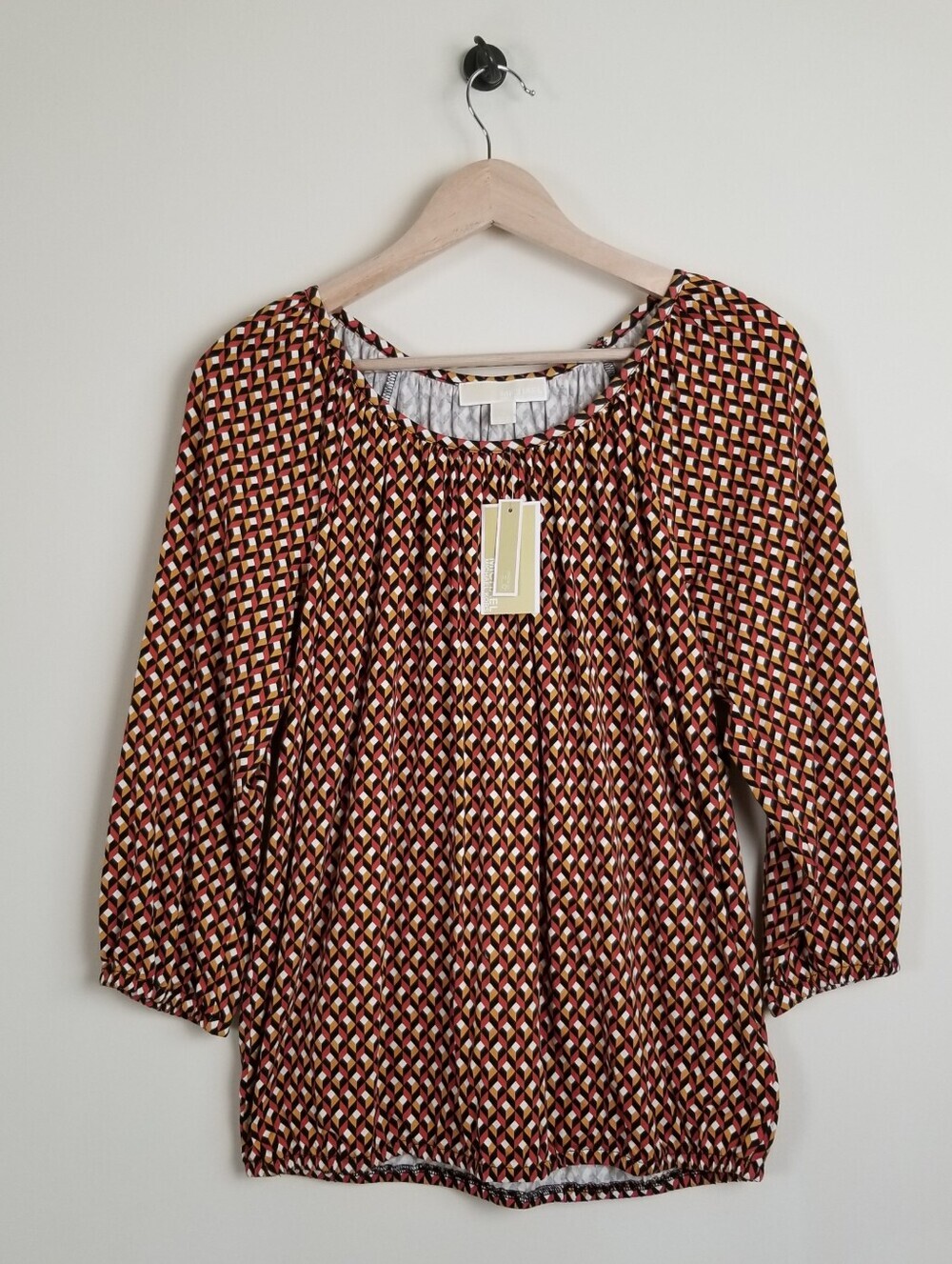 Michael Kors 3/4 Sleeve Top Cotton Blend Small NWT